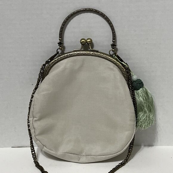 Stunning Vintage Silk Embroidered Clutch Crossbody Purse Birds Tree Flowers - Picture 3 of 4